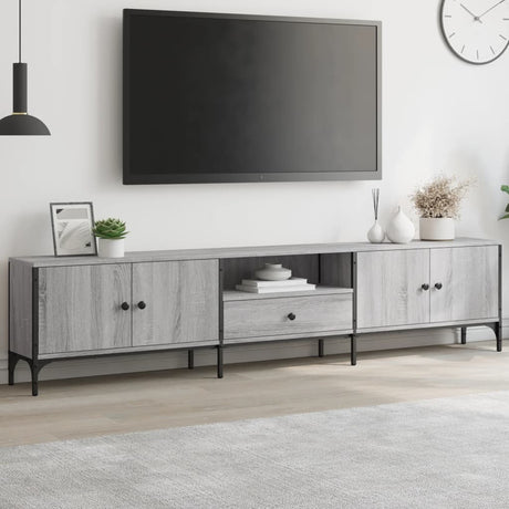Vidaxl tv-meubel met lade 200x25x44 cm bewerkt hout grijs sonoma eiken