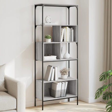 Vidaxl boekenkast 5-laags 76x33x188,5 cm bewerkt hout grijs sonoma