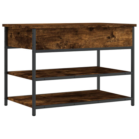Vidaxl schoenenbankje 70x42,5x50 cm bewerkt hout gerookt eikenkleurig