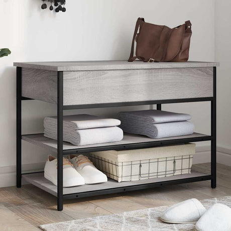 Vidaxl schoenenbankje 70x42,5x50 cm bewerkt hout grijs sonoma eiken