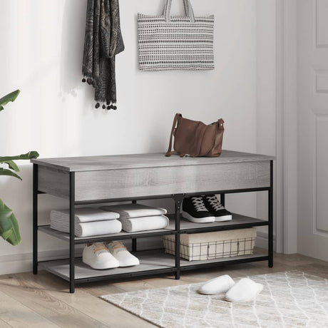 Vidaxl schoenenbankje 100x42,5x50 cm bewerkt hout grijs sonoma eiken