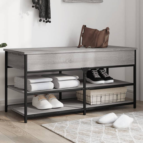 Vidaxl schoenenbankje 100x42,5x50 cm bewerkt hout grijs sonoma eiken