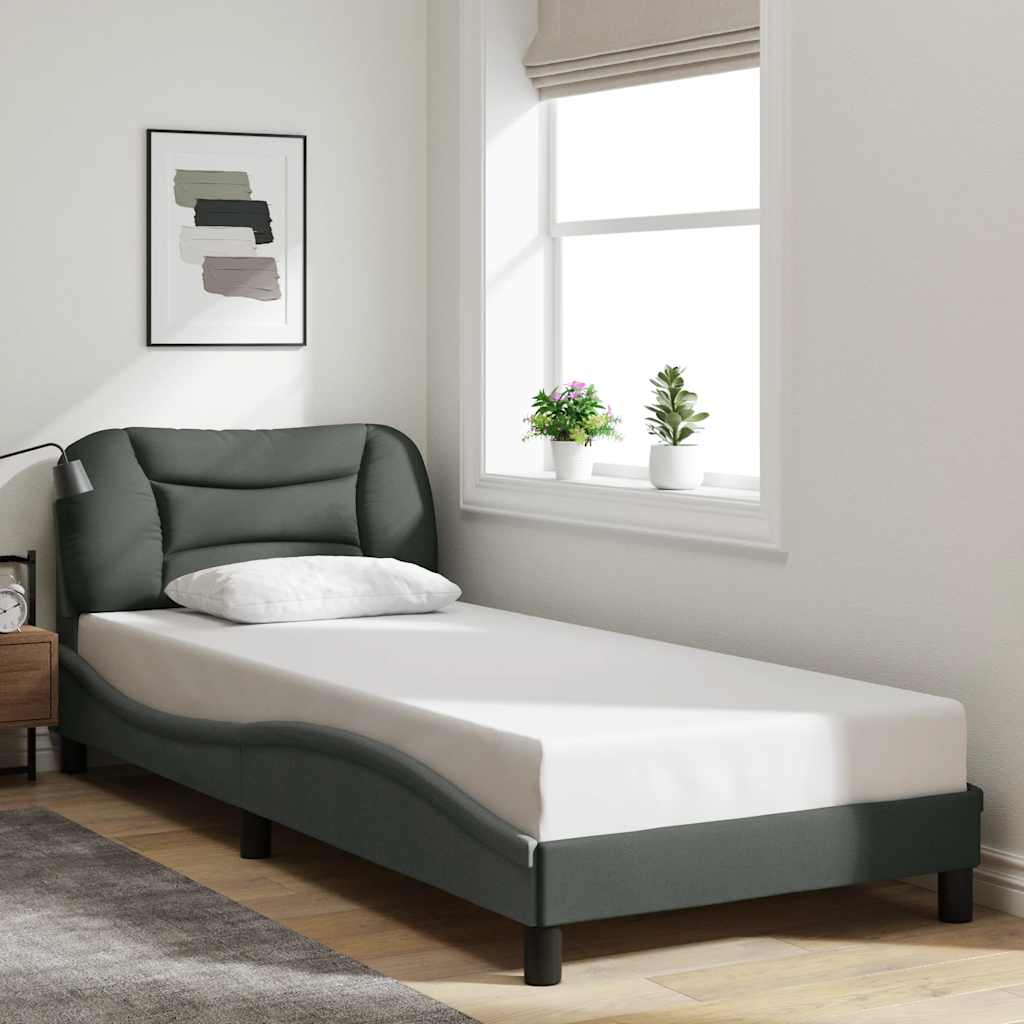 Vidaxl bedframe zonder matras hvar 90x190 cm stof donkergrijs