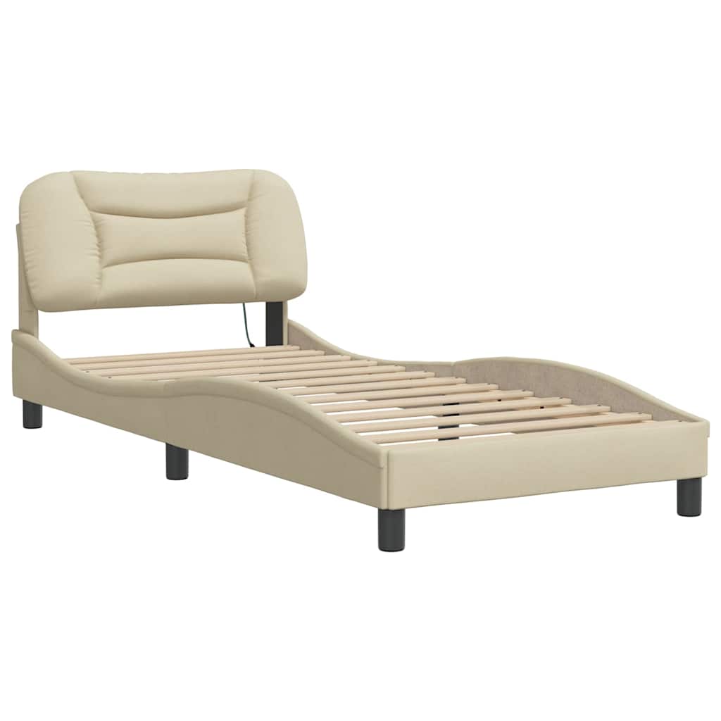 Vidaxl bedframe zonder matras hvar 90x200 cm stof crèmekleurig