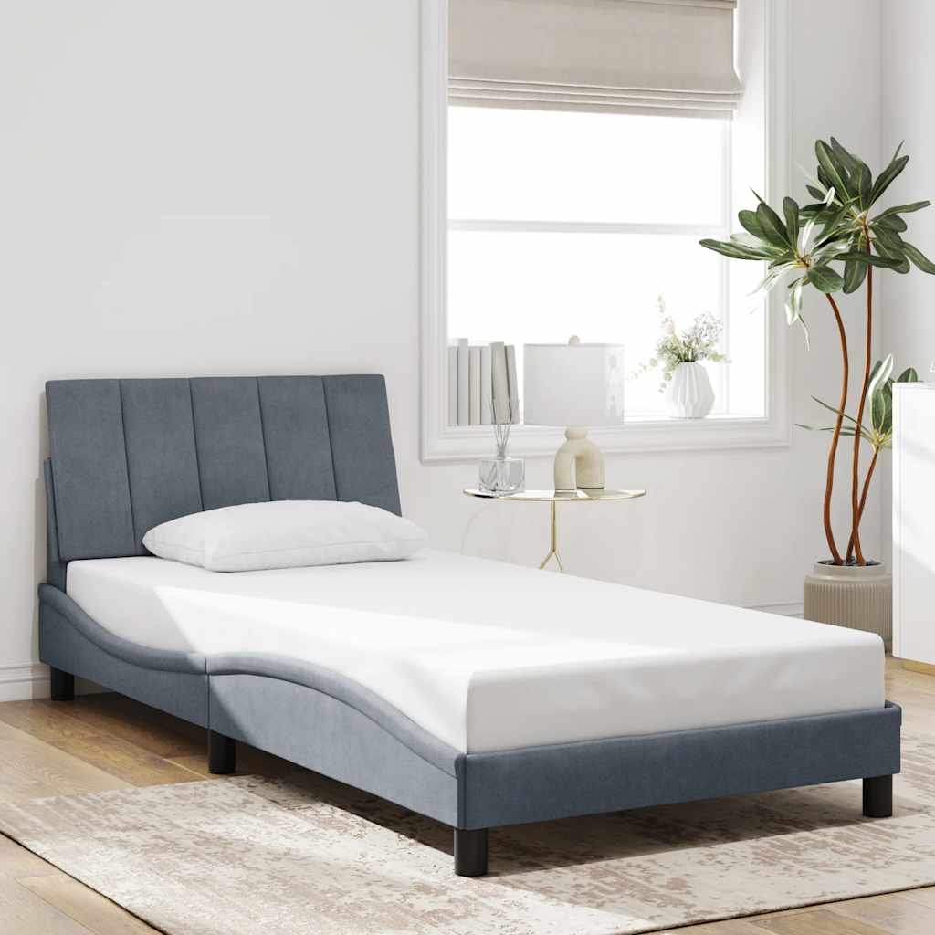 Vidaxl bedframe zonder matras hanko 100x200 cm fluweel donkergrijs
