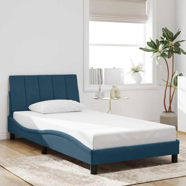 Vidaxl bedframe zonder matras hanko fluweel blauw 100x200 cm