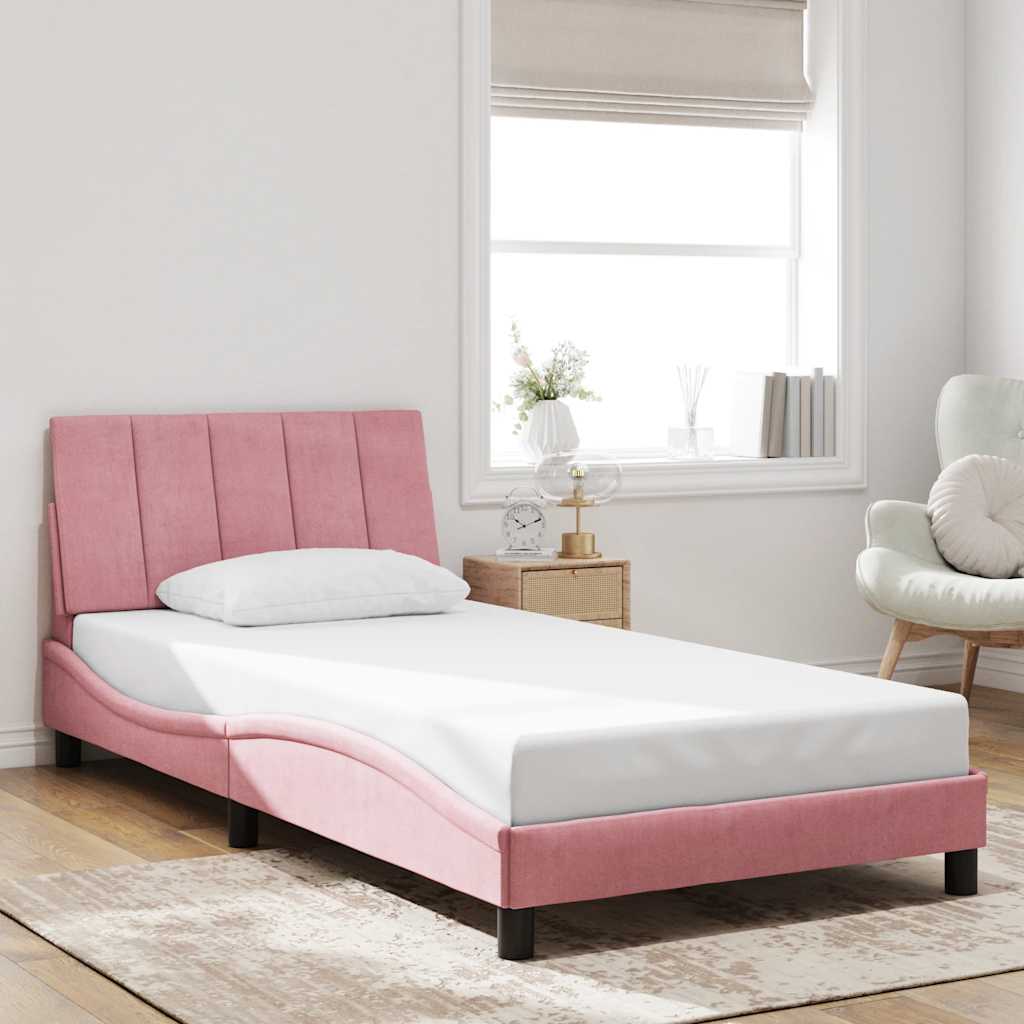 Vidaxl bedframe zonder matras hanko fluweel roze 100x200 cm