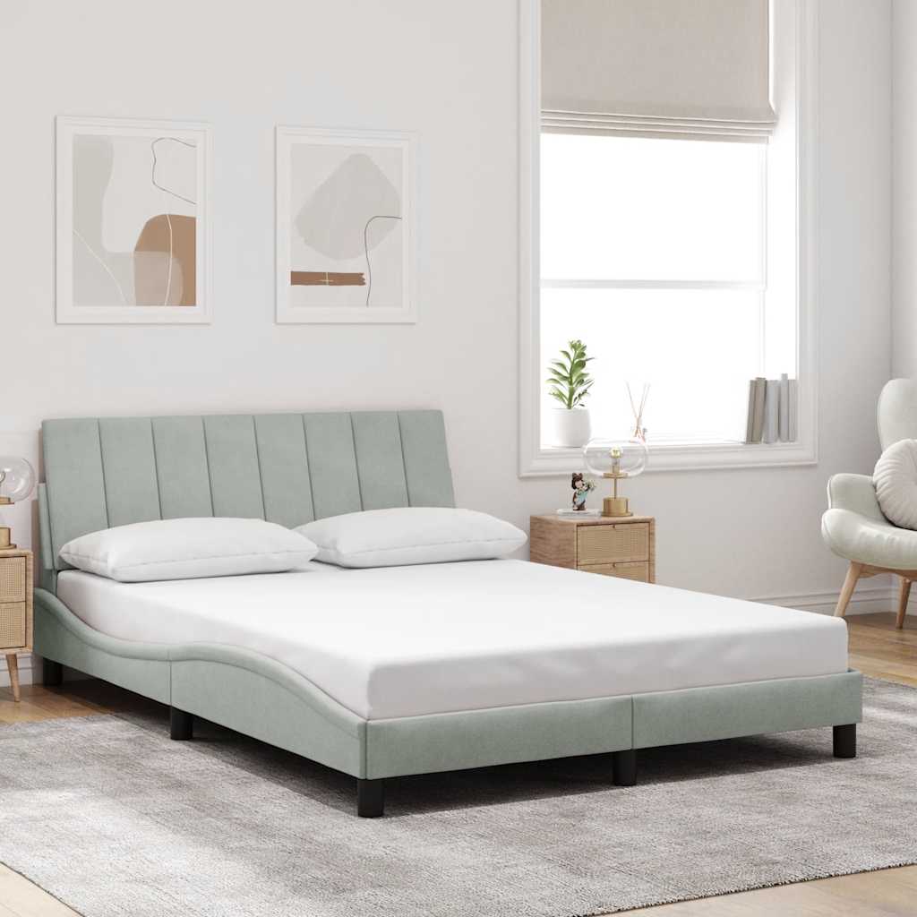 Vidaxl bedframe zonder matras hanko 140x200 cm fluweel lichtgrijs