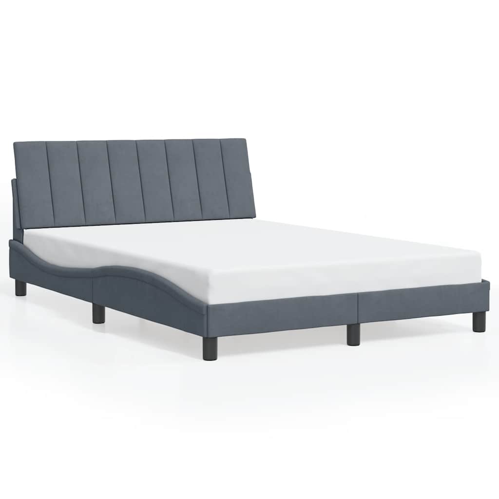 Vidaxl bedframe zonder matras hanko 140x200 cm fluweel donkergrijs