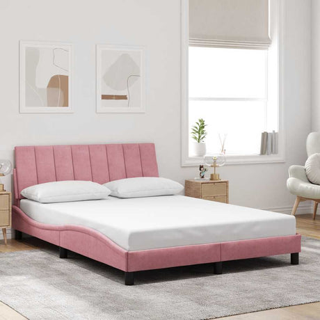 Vidaxl bedframe zonder matras hanko fluweel roze 140x200 cm