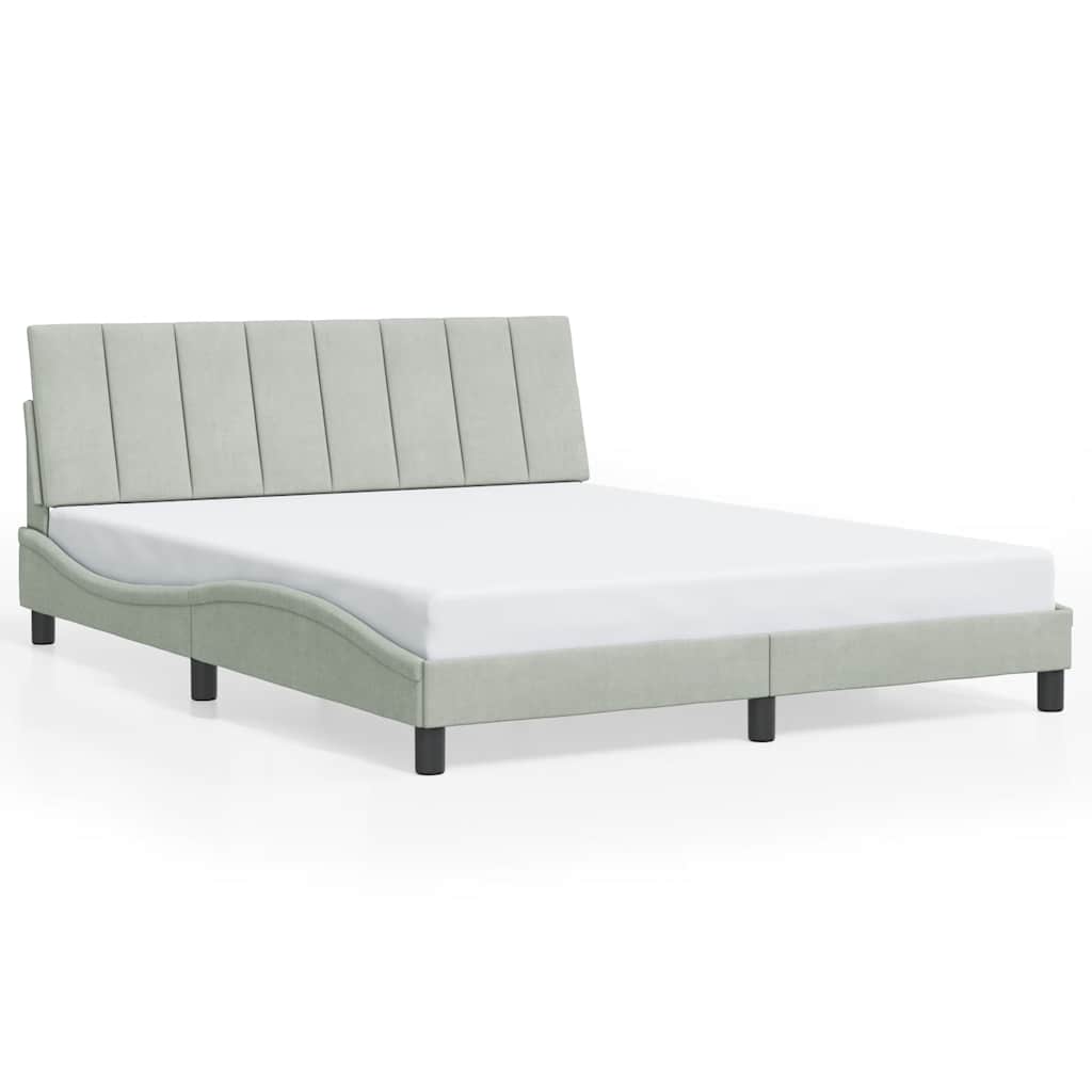 Vidaxl bedframe zonder matras hanko 160x200 cm fluweel lichtgrijs