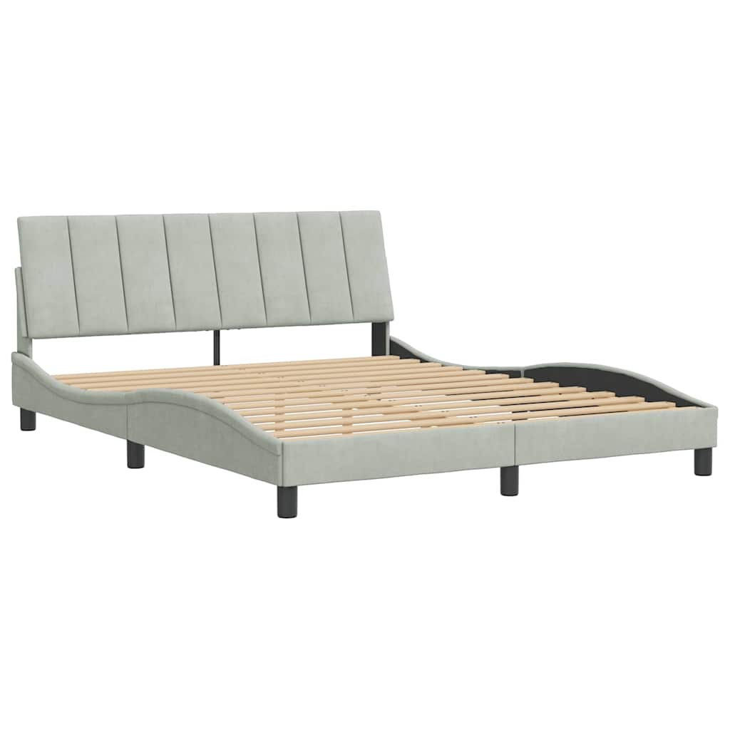 Vidaxl bedframe zonder matras hanko 160x200 cm fluweel lichtgrijs