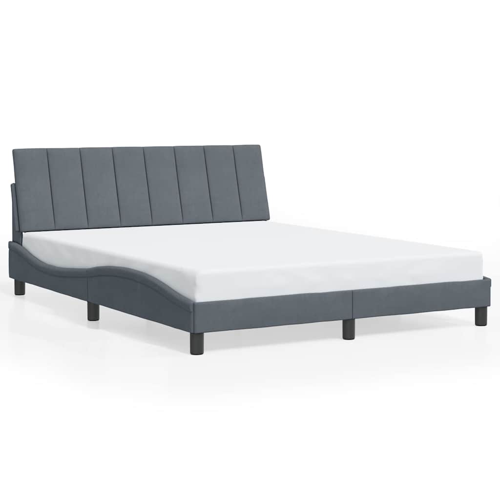 Vidaxl bedframe zonder matras hanko 160x200 cm fluweel donkergrijs
