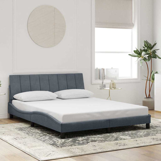 Vidaxl bedframe zonder matras hanko 160x200 cm fluweel donkergrijs