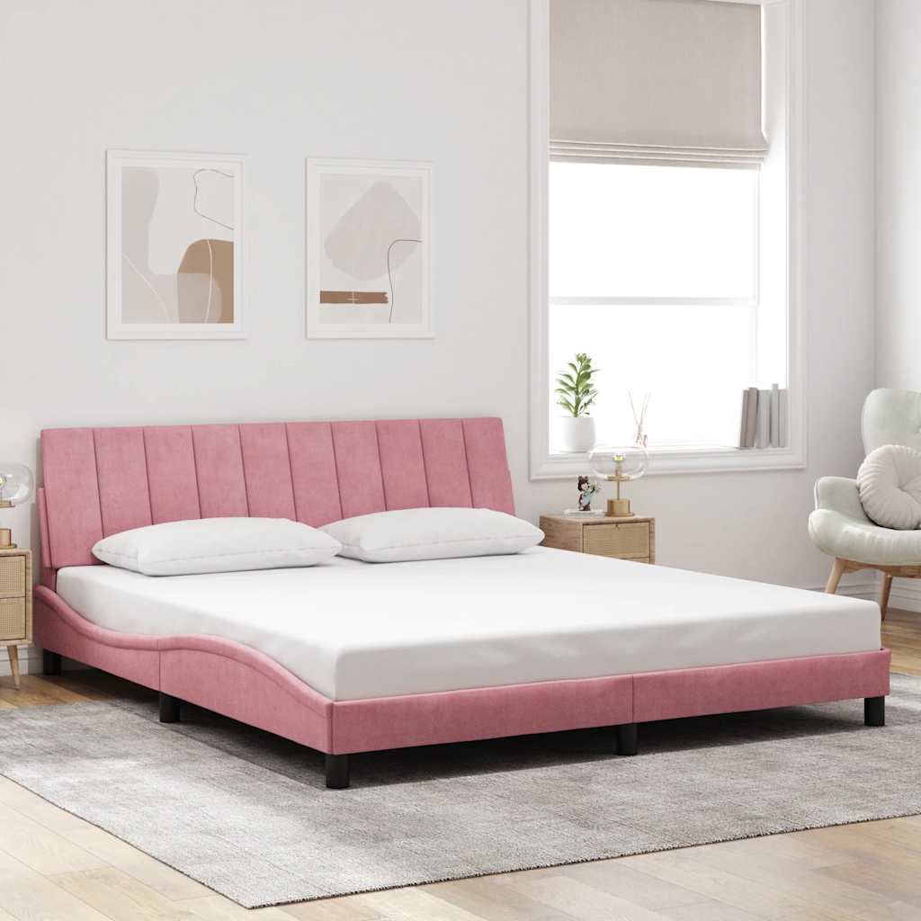 Vidaxl bedframe zonder matras hanko fluweel roze 180x200 cm