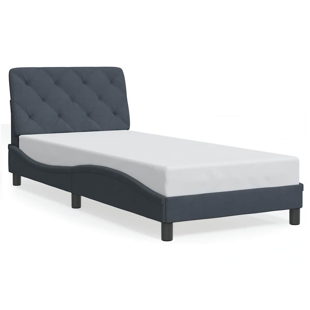 Vidaxl bedframe zonder matras 90x200 cm fluweel donkergrijs