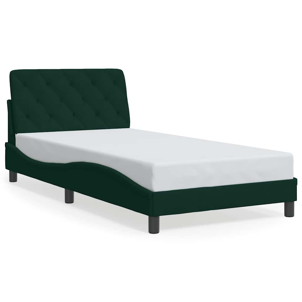 Vidaxl bedframe zonder matras 100x200 cm fluweel donkergroen