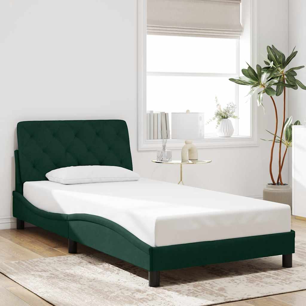 Vidaxl bedframe zonder matras 100x200 cm fluweel donkergroen