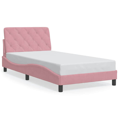 Vidaxl bedframe zonder matras fluweel roze 100x200 cm