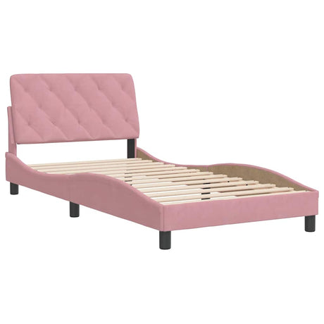 Vidaxl bedframe zonder matras fluweel roze 100x200 cm