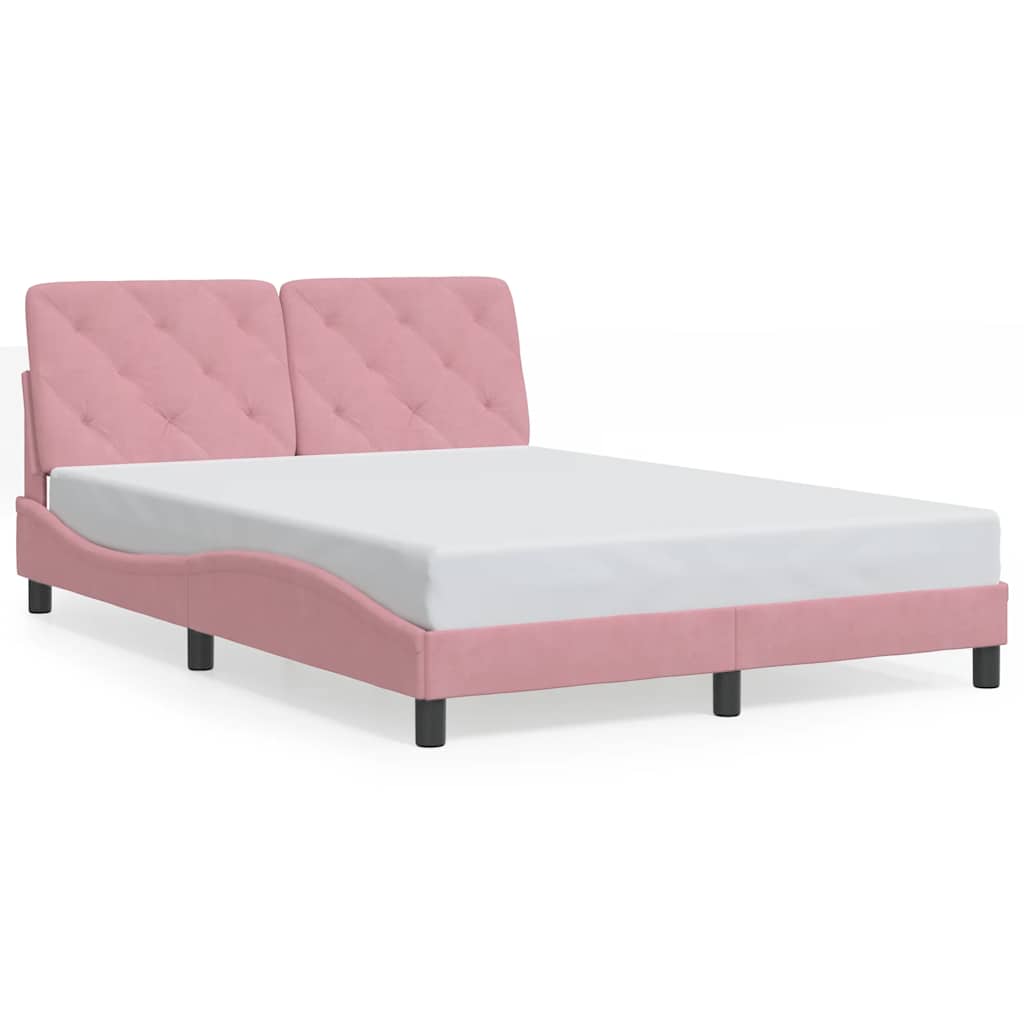 Vidaxl bedframe zonder matras fluweel roze 120x200 cm