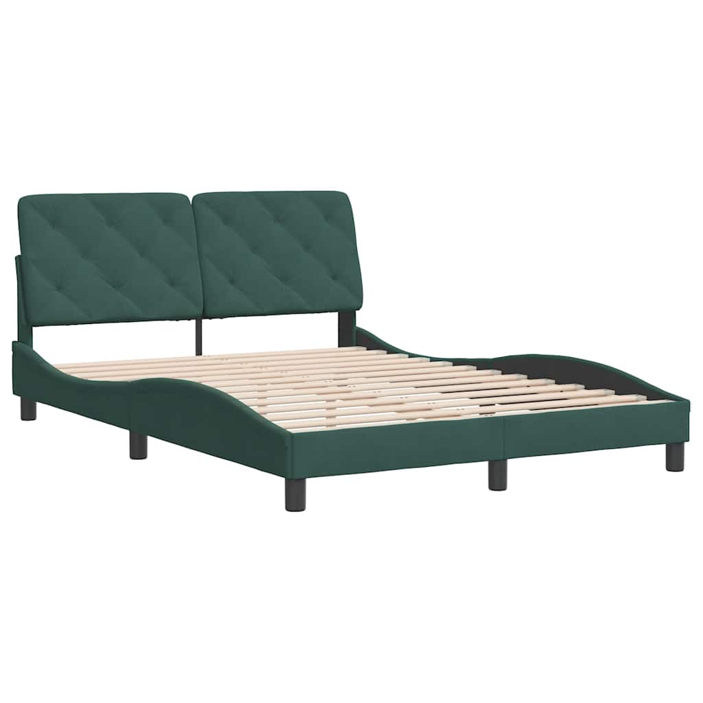 Vidaxl bedframe zonder matras 140x200 cm fluweel donkergroen