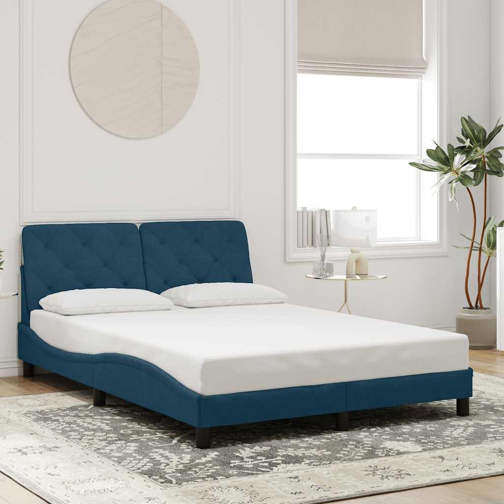 Vidaxl bedframe zonder matras fluweel blauw 140x200 cm