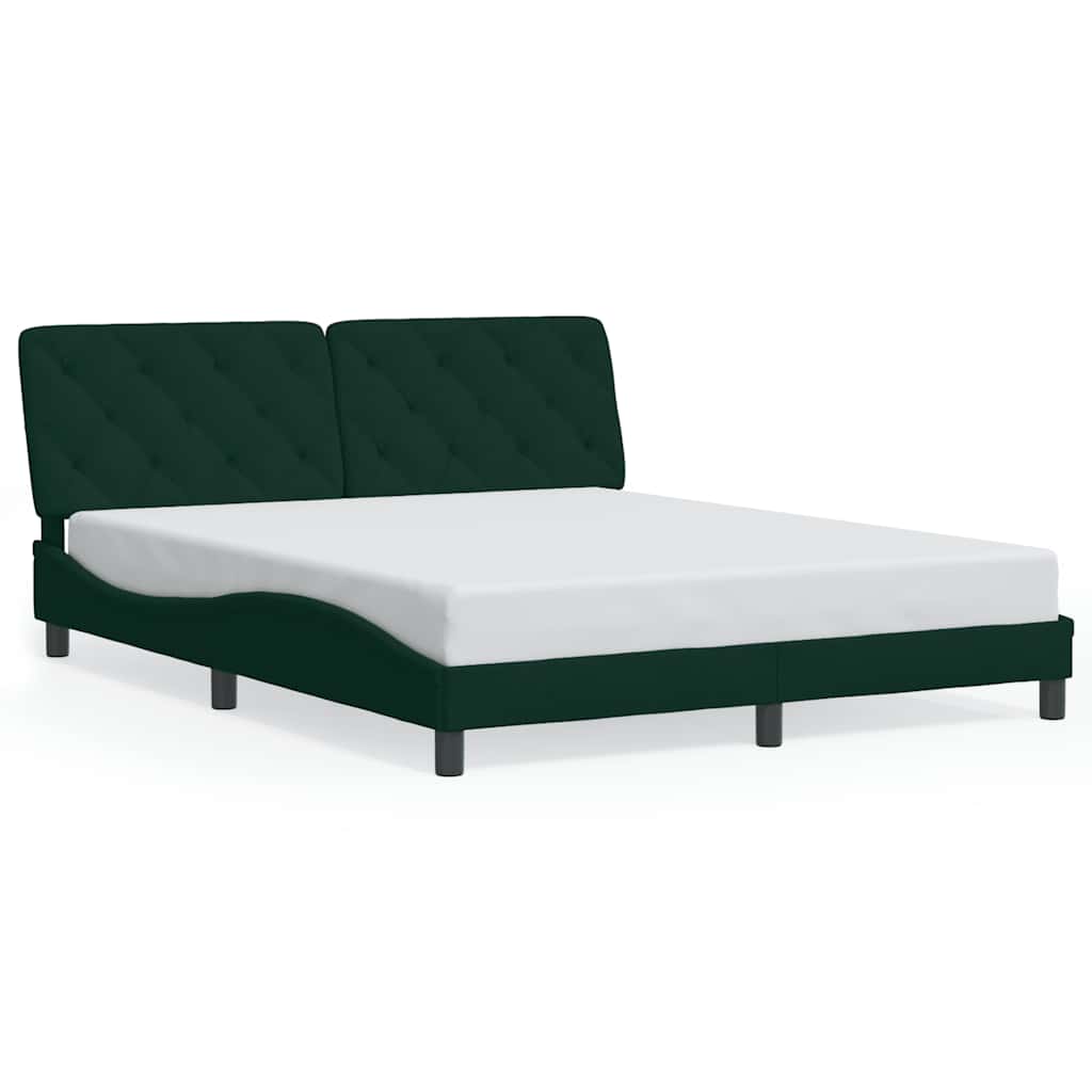 Vidaxl bedframe zonder matras 160x200 cm fluweel donkergroen
