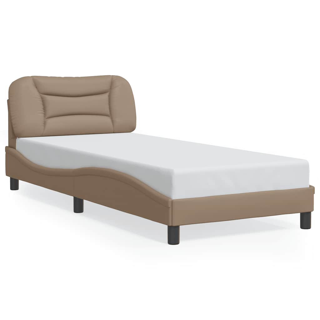 Vidaxl bedframe zonder matras hvar kunstleer cappucinnokleurig 80x200 cm