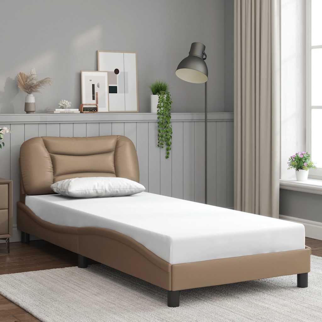 Vidaxl bedframe zonder matras hvar kunstleer cappucinnokleurig 80x200 cm