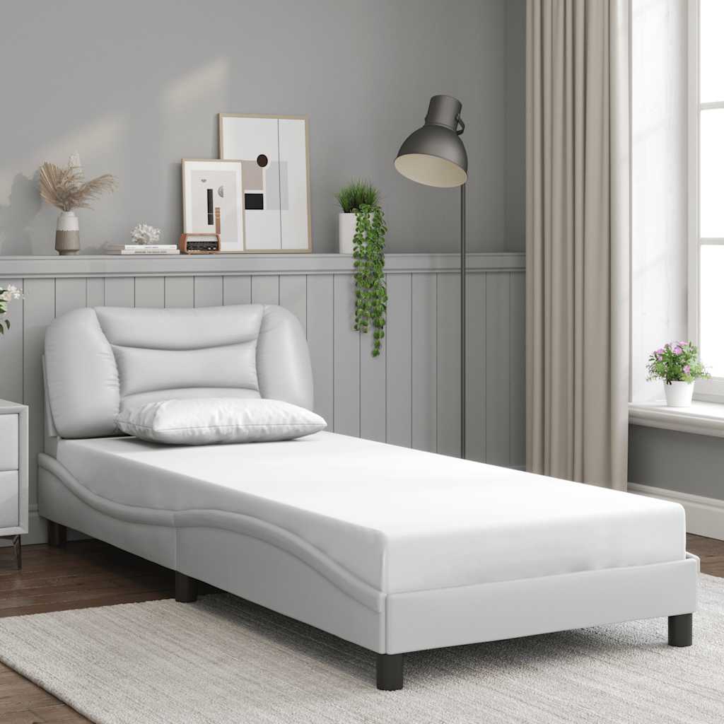 Vidaxl bedframe zonder matras hvar kunstleer wit 90x190 cm