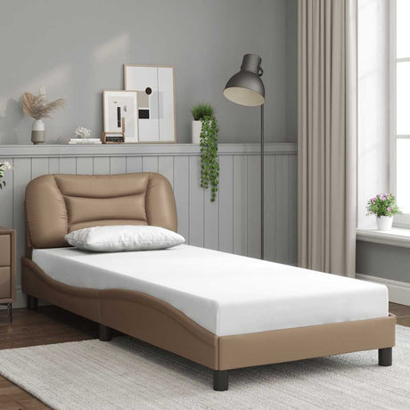 Vidaxl bedframe zonder matras hvar kunstleer cappucinnokleurig 90x190 cm