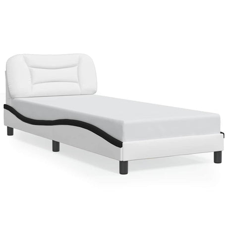 Vidaxl bedframe zonder matras hvar kunstleer wit en zwart 90x200 cm