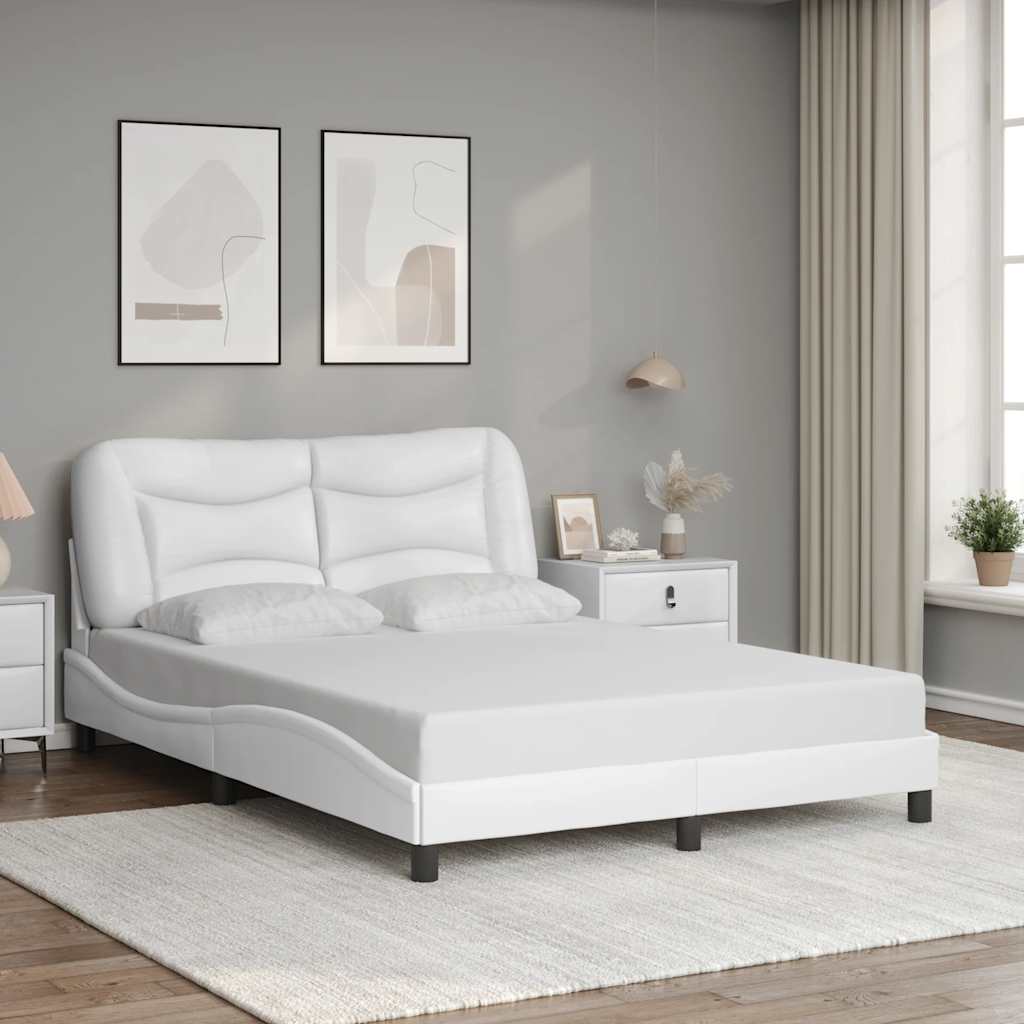 Vidaxl bedframe zonder matras hvar kunstleer wit 140x190 cm