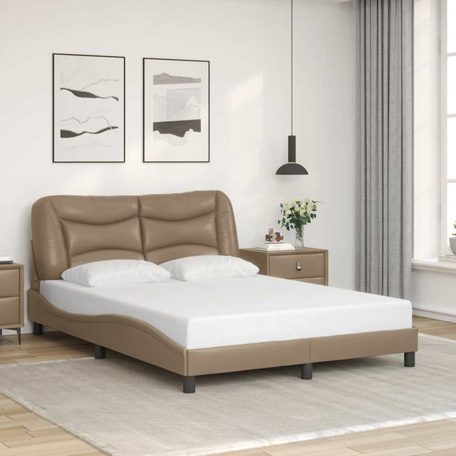 Vidaxl bedframe zonder matras hvar kunstleer cappucinnokleurig 140x190 cm