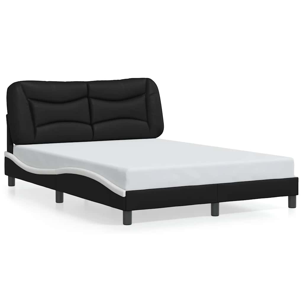Vidaxl bedframe zonder matras hvar kunstleer zwart en wit 140x190 cm