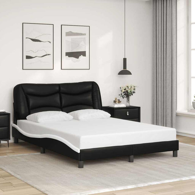 Vidaxl bedframe zonder matras hvar kunstleer zwart en wit 140x190 cm