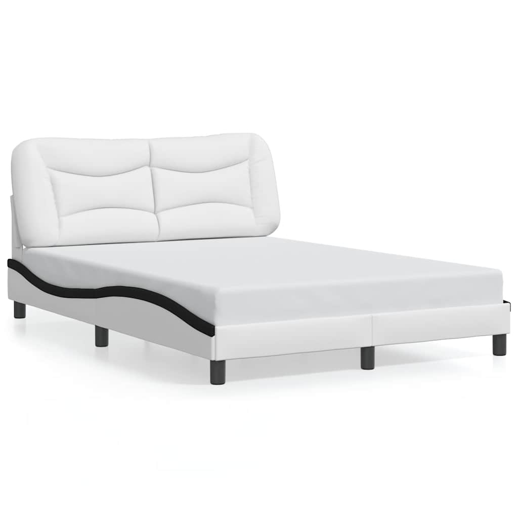 Vidaxl bedframe zonder matras hvar kunstleer wit en zwart 140x190 cm