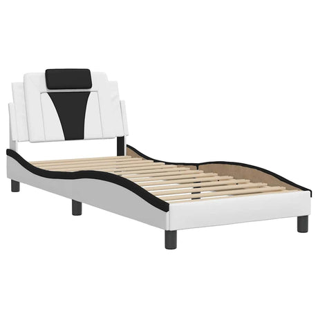 Vidaxl bedframe viana zonder matras kunstleer wit en zwart 90x200 cm