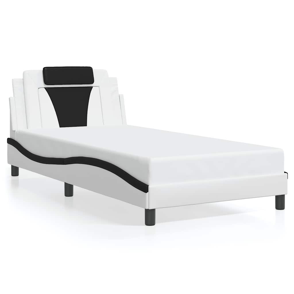 Vidaxl bedframe viana zonder matras kunstleer zwart en wit 100x200 cm