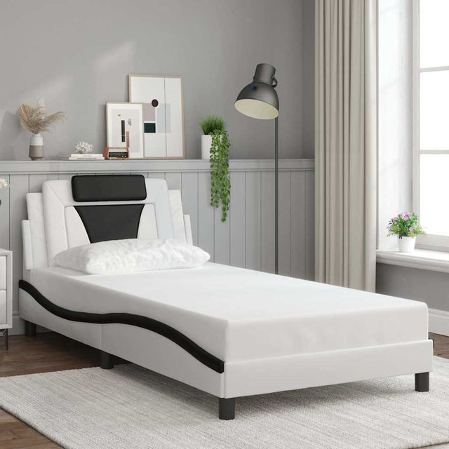Vidaxl bedframe viana zonder matras kunstleer zwart en wit 100x200 cm