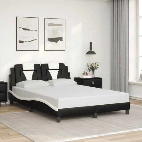 Vidaxl bedframe viana zonder matras kunstleer zwart en wit 120x200 cm