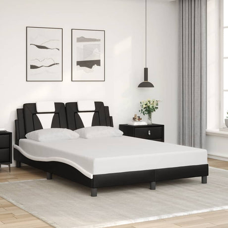 Vidaxl bedframe viana zonder matras kunstleer zwart en wit 140x190 cm