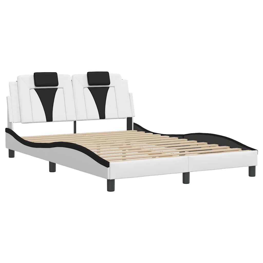 Vidaxl bedframe viana zonder matras kunstleer wit en zwart 140x190 cm