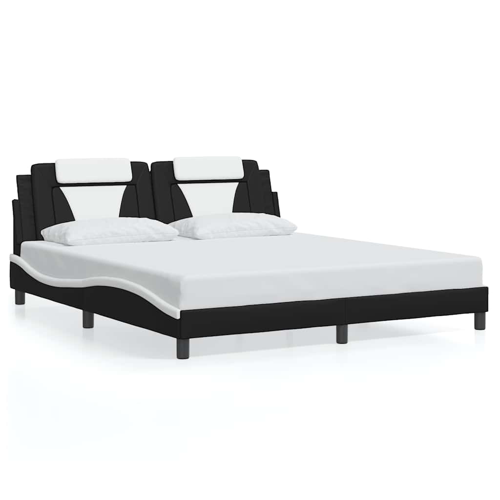 Vidaxl bedframe viana zonder matras kunstleer zwart en wit 180x200 cm
