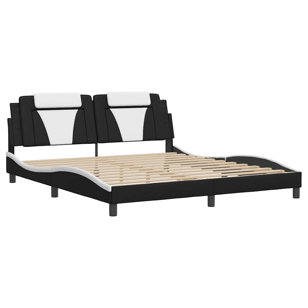Vidaxl bedframe viana zonder matras kunstleer zwart en wit 180x200 cm