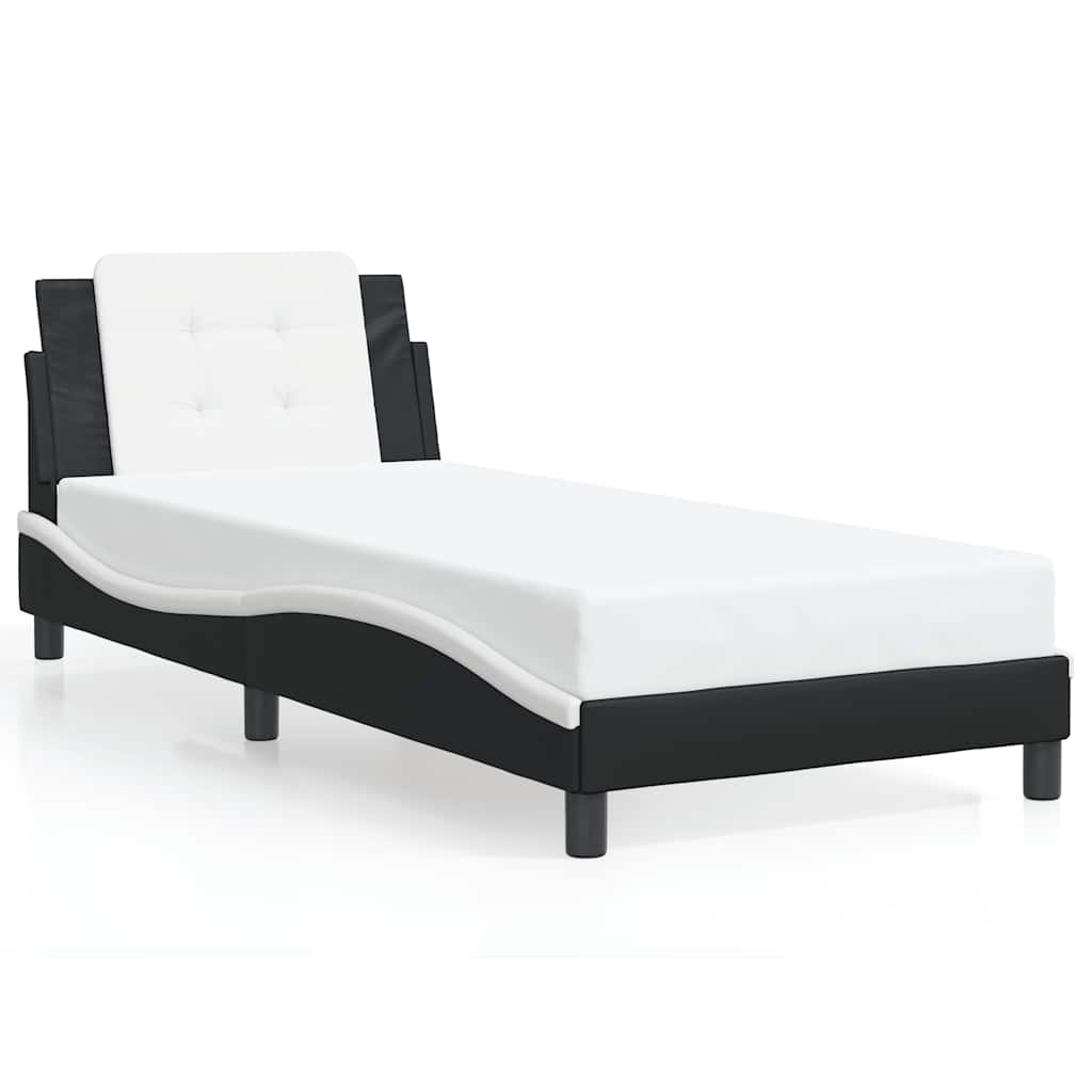 Vidaxl bedframe zonder matras zadar kunstleer zwart en wit 80x200 cm