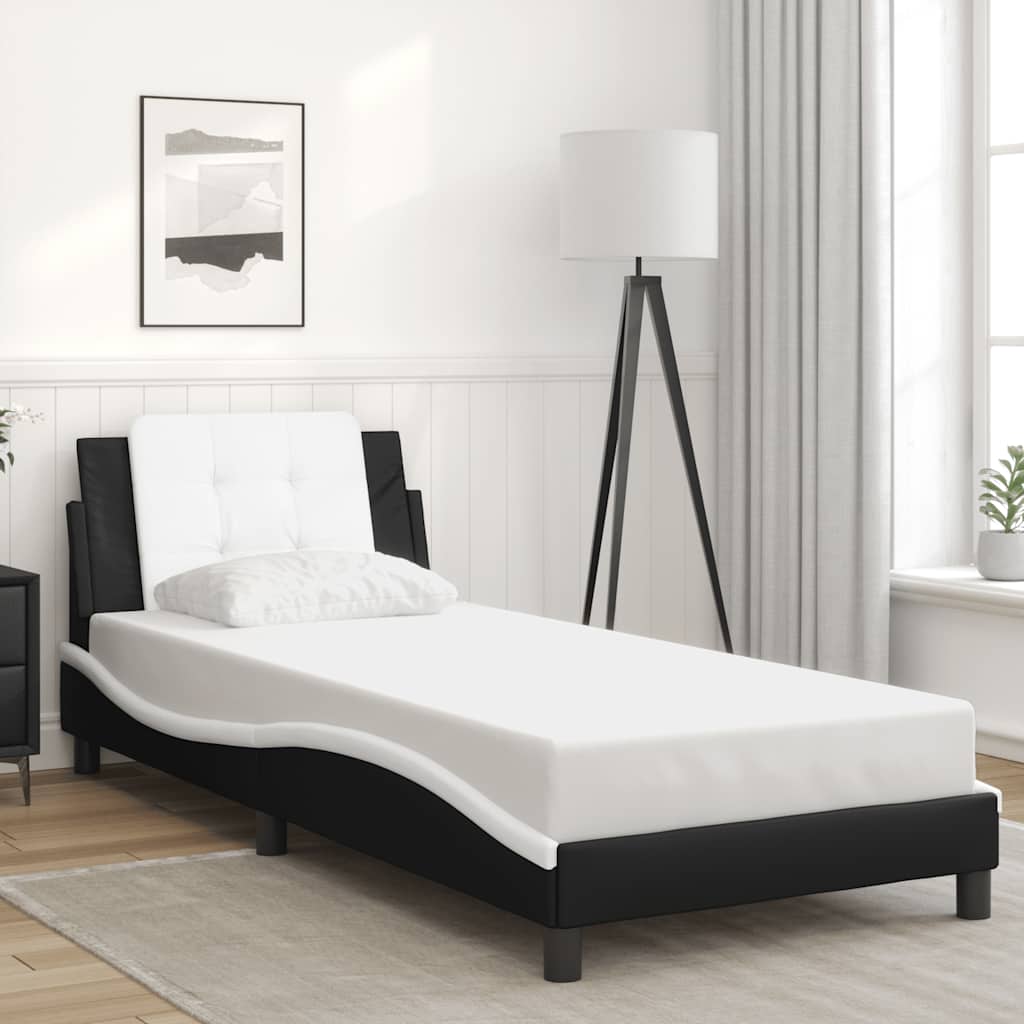 Vidaxl bedframe zonder matras zadar kunstleer zwart en wit 80x200 cm