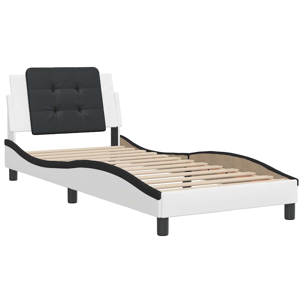Vidaxl bedframe zonder matras zadar kunstleer wit en zwart 80x200 cm