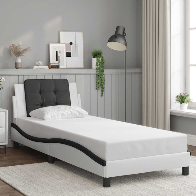 Vidaxl bedframe zonder matras zadar kunstleer wit en zwart 80x200 cm